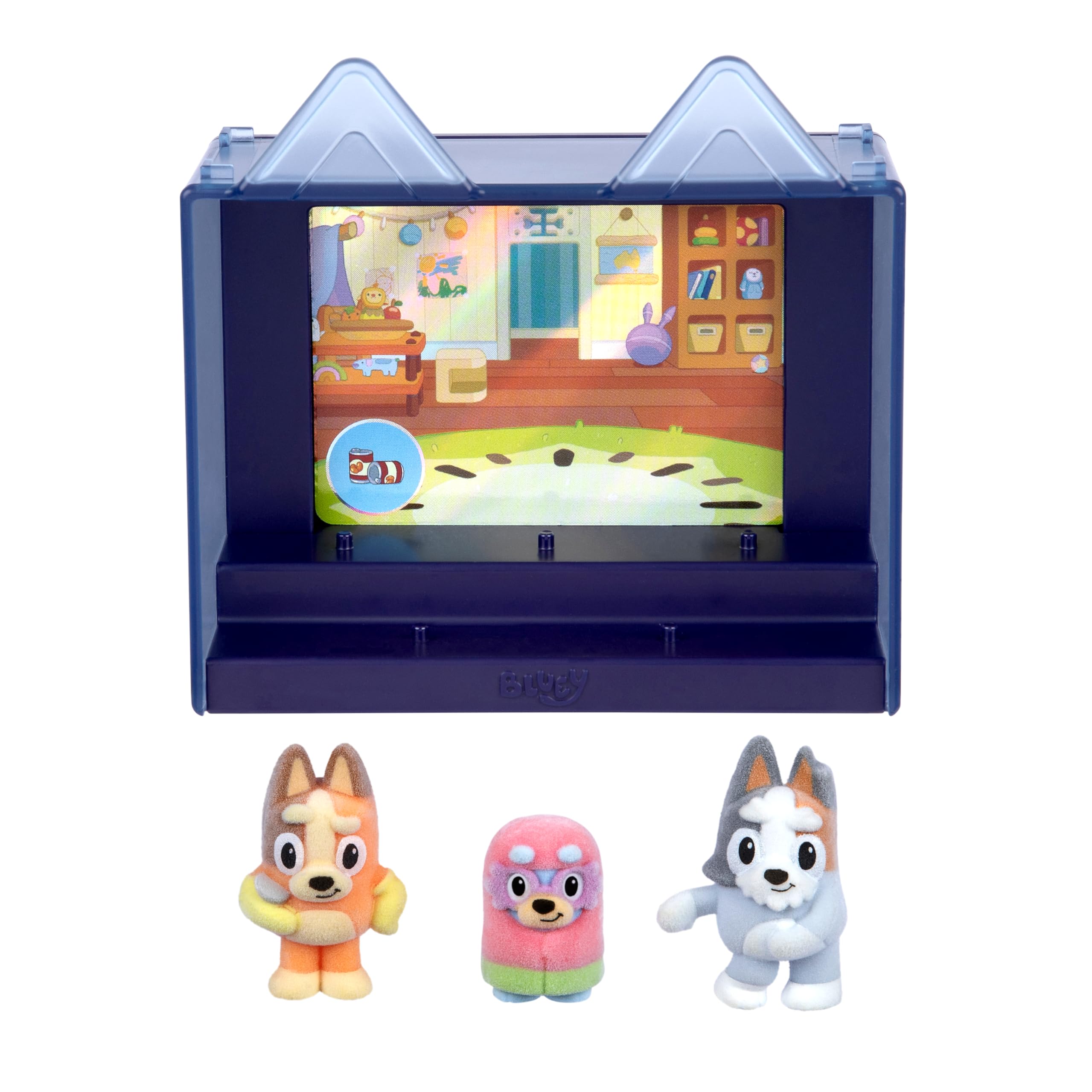 Bluey Fuzzies Episode Pack: Grannies. with 3 Specially Flocked Collectible Mini-Figures (Incl. 1 Exclusive), Display Case, Trading Card, and Collector's Guide. 80 to Collect in Series 1!