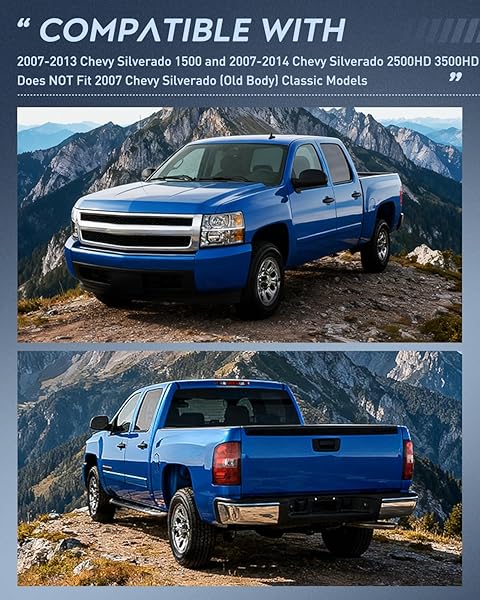 NILIGHT HEADLIGHT AND TAILLIGHT ASSEMBLY COMPATIBLE WITH 2007 2008 2009 2010 2011 2012 2013 SILVERADO 1500 2007-2014 SILVERADO 2500HD 3500HD CHROME HOUSING AMBER REFLECTOR WITH RED HOUSING TAIL LIGHT
