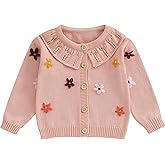 wybzd Toddler Girl Cardigan Sweater Solid Color Button Up Lapel Chunky Sweaters Blouse Jacket Infant Baby Knitted Clothes