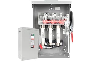 MUJURUR 30 Amp Disconnect Switch, Fusible, 3 Pole 600 Volt, with Interlock Mechanism, Anti Corrosion and Rust Prevention, NEMA 3R Enclosure for Indoor&Outdoor, 10-Year Warrnaty, 30 Amp Disconnect Box