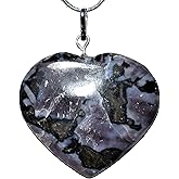 Zenergy Gems Charged Natural Himalayan Gemstone Crystal Puffy Heart Pendant Necklace + 20" Silver Chain + Selenite Charging Heart [Included]