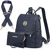 MKP Women Fashion Backpack Purse Multi Pockets Signature Anti-Theft Rucksack Travel Ladies Shoulder Bag Handbag 2Pcs