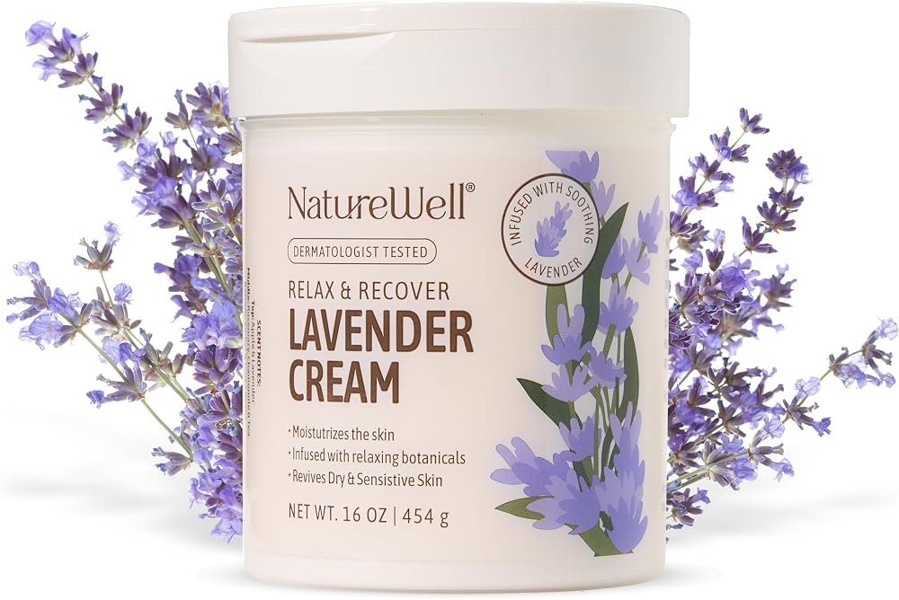 NATURE WELL Moisturizing Cream Face Body Natural Oils Lavender 16 oz Skin