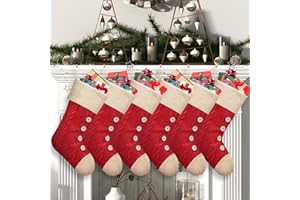 ELEGANTPARK Knit Christmas Stockings Set of 6 Large Monogrammed Christmas Stockings Plain DIY Xmas Holiday Fireplace Hanging Decoration Gifts for Family Kids Red