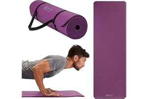 Gaiam Essentials 2/5" Thick (10mm) Yoga & Pilates, Fitness & Exercise Mat with Easy-Cinch Carrier Strap Cusion Support For Fitness and Gym Workouts