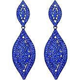 Flyonce Women's Rhinestone Crystal Wedding Bridal 2 Leaf Drop Dangle Chandelier Earrings