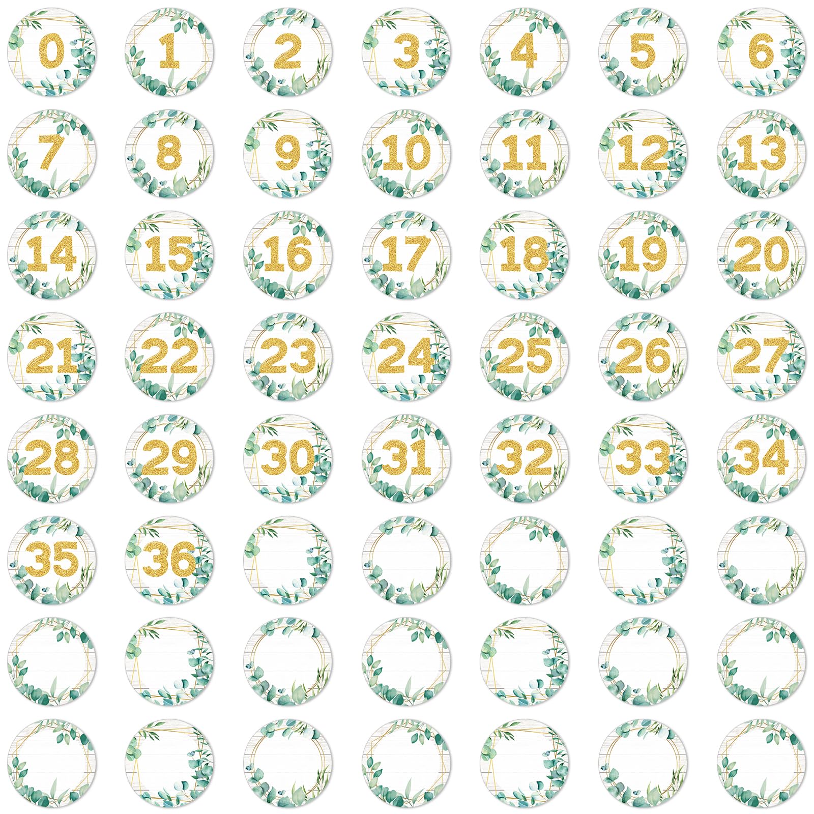 Photo 1 of 56PCS Numbers Magnetic Accents Round Eucalyptus Number Magnets 0-36 with 19 Blank Writable Magnetic Cutouts for Refrigerator Bulletin Board Whiteboard Math Educational Home Office Classroom Decoration