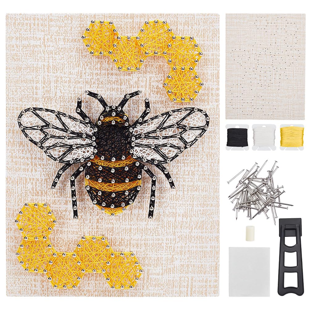 WEBBEDY 3D String Art Kit DIY Bee String Arts and Craft Kits for Adults Beginners Include All Necessary Accessories and Wooden Frame, Home Wall Decorations Christmas Birthday Unique Gift