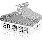 HOUSE DAY Premium Velvet Hangers 50 Pack Grey, Non-Slip Flocked Felt Hangers, Sturdy Clothes Hanger with 360° Rotatable Hook, Heavy Duty Durable Slim Coat Hanger for Closet Space Saving