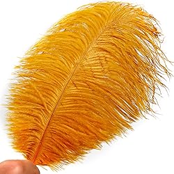 Soarer Gold Ostrich Feathers for Crafts - 15 pcs