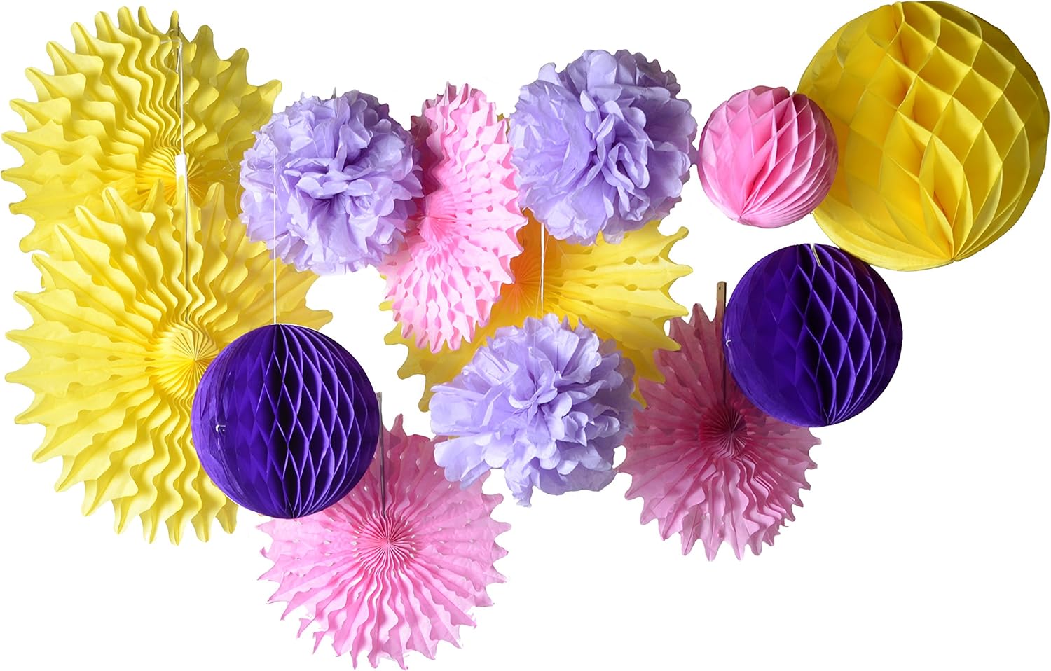 Amazon Com Paper Jazz Yellow Pink Lavender Purple Fan Pinwheel Pompom Honeycomb Ball Party Decoration Kit Party Supply Party Favor For Wedding Birthday Health Personal Care