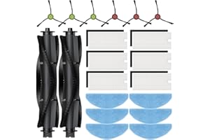 LACVIK G8000 Max Replacement Parts, for Tikom G8000 Max Robot Vacuum, and for 2025 Year L8000 Pro Robot Vacuum, Accessories include 2 Main Brushes, 6 Side Brushes, 6 HEPA Filters, 6 Mop Pads