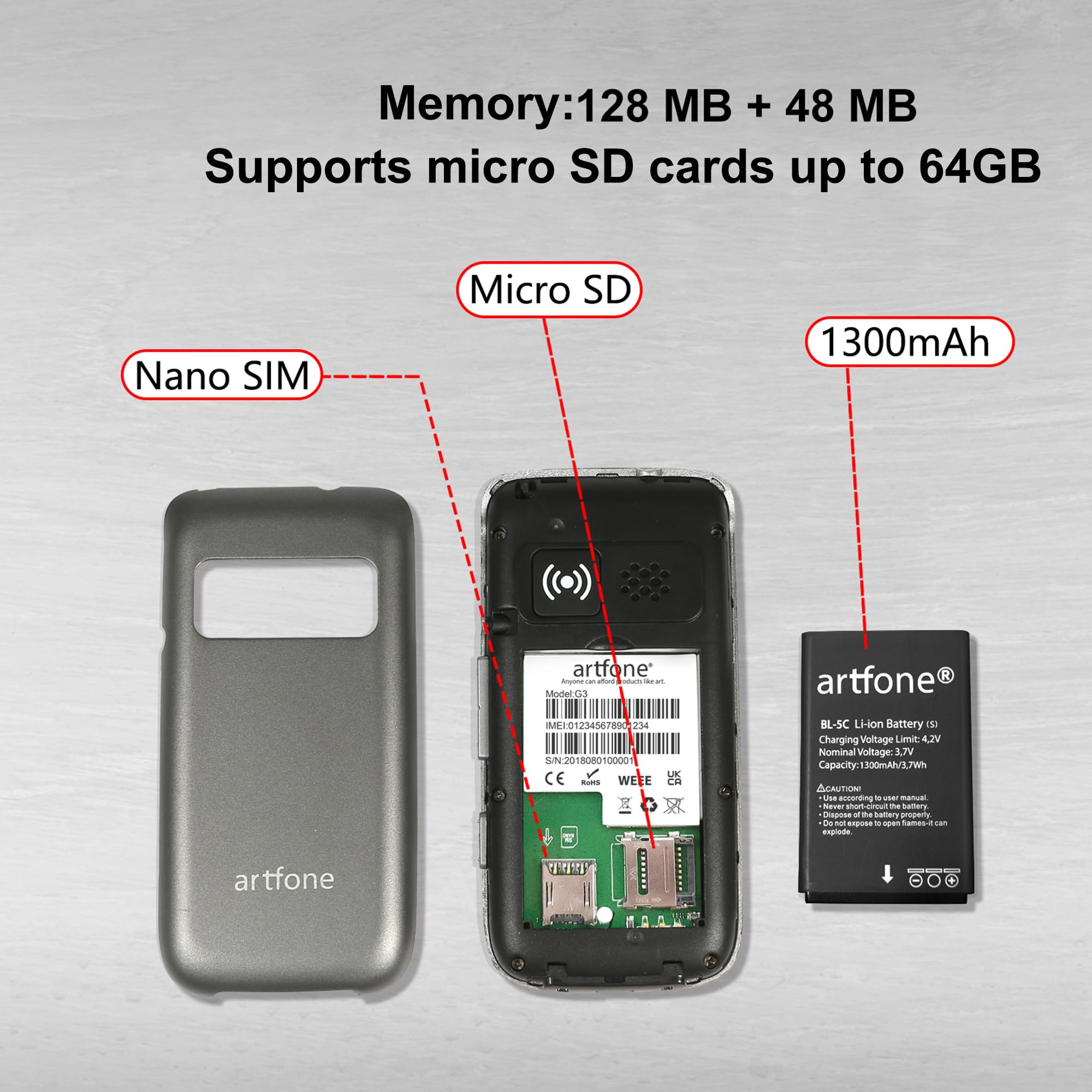 G3 Flip Cell Phone for Seniors,Speed Dial,SOS Button,Photo Contact,Talking Numbers (Argent)