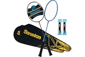 Senston N80 Badminton Rackets Set - Full Carbon-Fiber 5U Lightweight Racquets with Anti-Slip Grips & 2 Carry Bags, Outdoor/Backyard Sports for Adults, Teens, Family Games