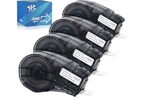 Weemay Nylon Cloth Label Tape Compatible for M21-750-499 Nylon Cloth Wire and Cable Wraps, 3/4 Inchs High Adhesion Black on White Ribbon, 0.75" W x 16' L, 4 Pack, Not Compatible with M210 and M211