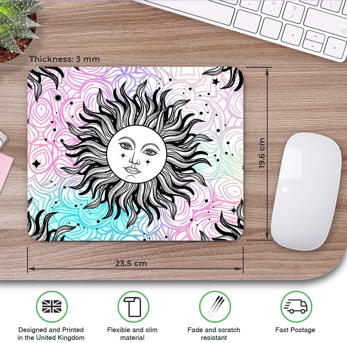 Sun Face Stars Constellations Mouse Mat Pad Computer PC Laptop Gaming Office Home Desk Accessory Gadget 12720 - Image 3