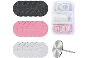 MelodySusie 60 Pcs Replacement Sandpaper Discs with 25mm Metal Nail Drill Bit, 80 Coarse 120 Medium 180 Fine Grit for Electric Foot File Callus Remover Tool or Polishing Craft