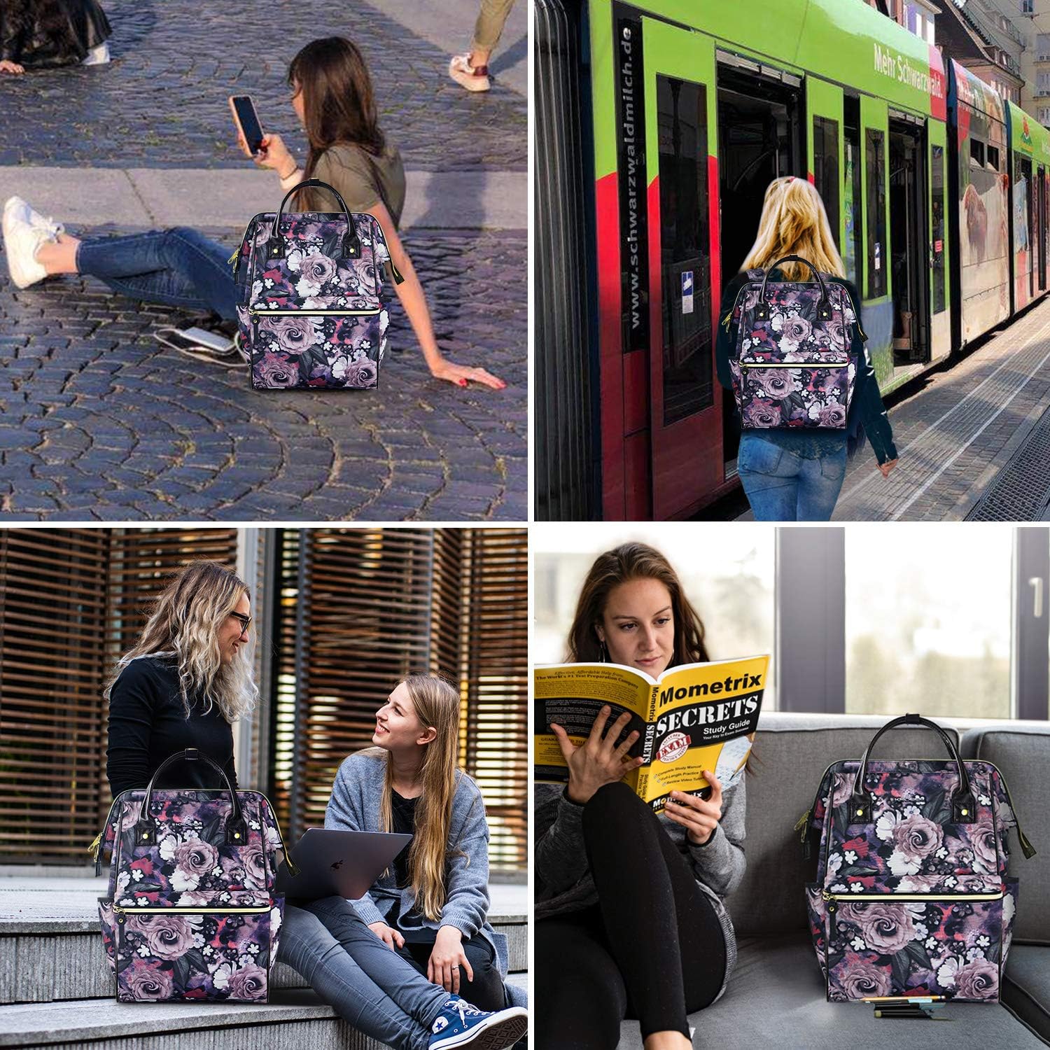 KROSER Laptop Backpack 15.6 Inch Stylish College School Computer Backpack with USB Port Water-Repellent Casual Daypack Doctor Bag Travel Business Work Bag for Women/Girls-Rose Pattern: Computers & Accessories