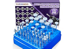 YURINWOO Diamond Grinding Bit Compatible with Dremel, 52Pcs Stone Carving Set Diamond Bits 1/8" (3mm) Shank Polishing Kit for Stone Glass Ceramics Carving Polishing Grinding Etching