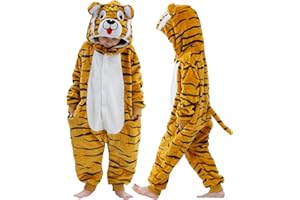 MICHLEY Animal Hooded Romper Kids Flannel Halloween Cosplay Costume 3-12T for Autumn Winter