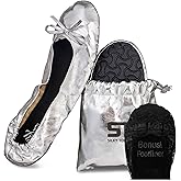 Silky Toes Women’s Foldable Ballet Flats - Portable Roll-Up Slippers for Purse, Travel, or Events - Comfortable Ballerina Shoes