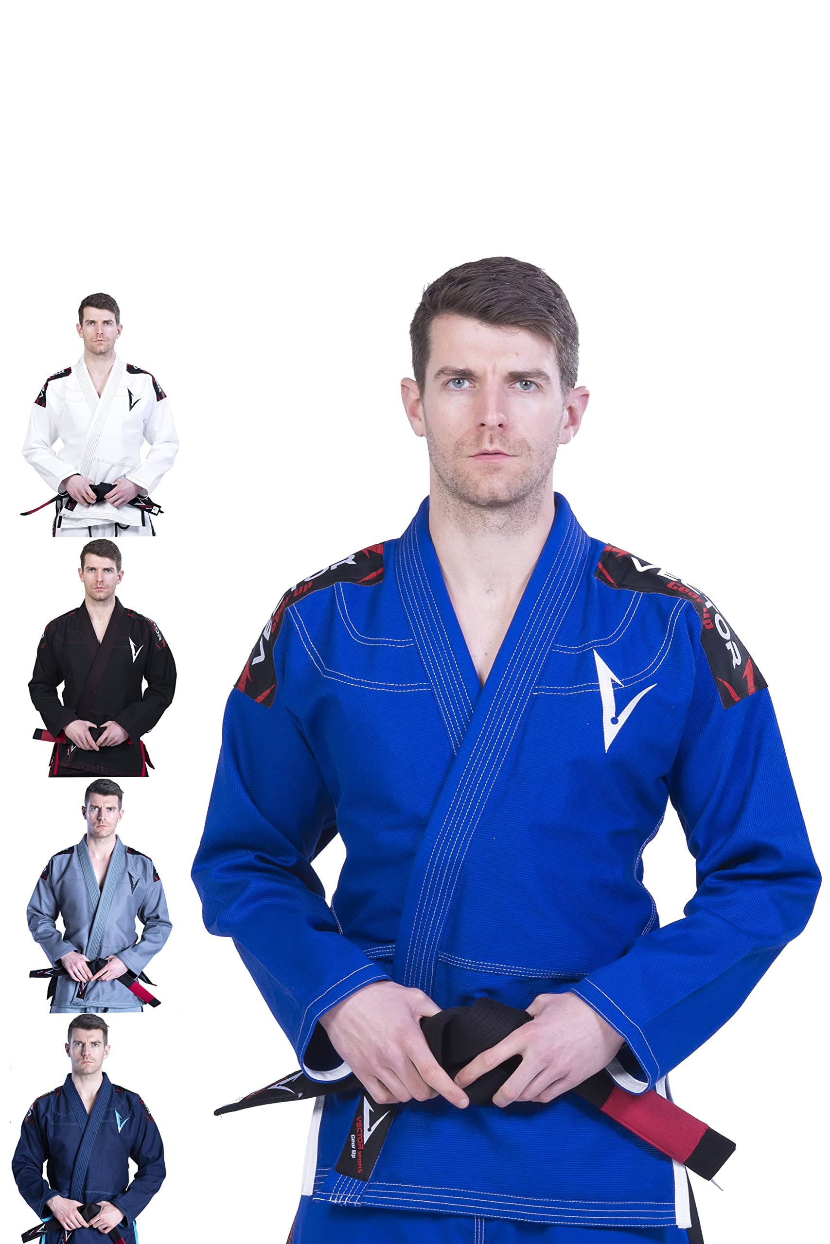 Vector Brazilian Jiu Jitsu BJJ Gi Kimono with FREE White Belt Lightweight Preshrunk Pearl Weave 100% Cotton Fabric Attila Series (Blue, A0) — image 1