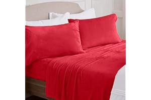 NY Loft Ultra Soft Micro Fleece Sheet Set | Twin Size | Super Plush Sheets | Holiday Themed | Extra Deep Pockets | Cozy Warmth | Tribeca Collection (Twin - Christmas Red)
