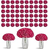 KISLOHUM 80 PCS Full Hydrangea Flowers Fuchsia Silk Hydrangea Artificial Flowers Heads with Stems Artificial Flowers for Wedding Garden Baby Shower Party Outdoor Indoor Decoration