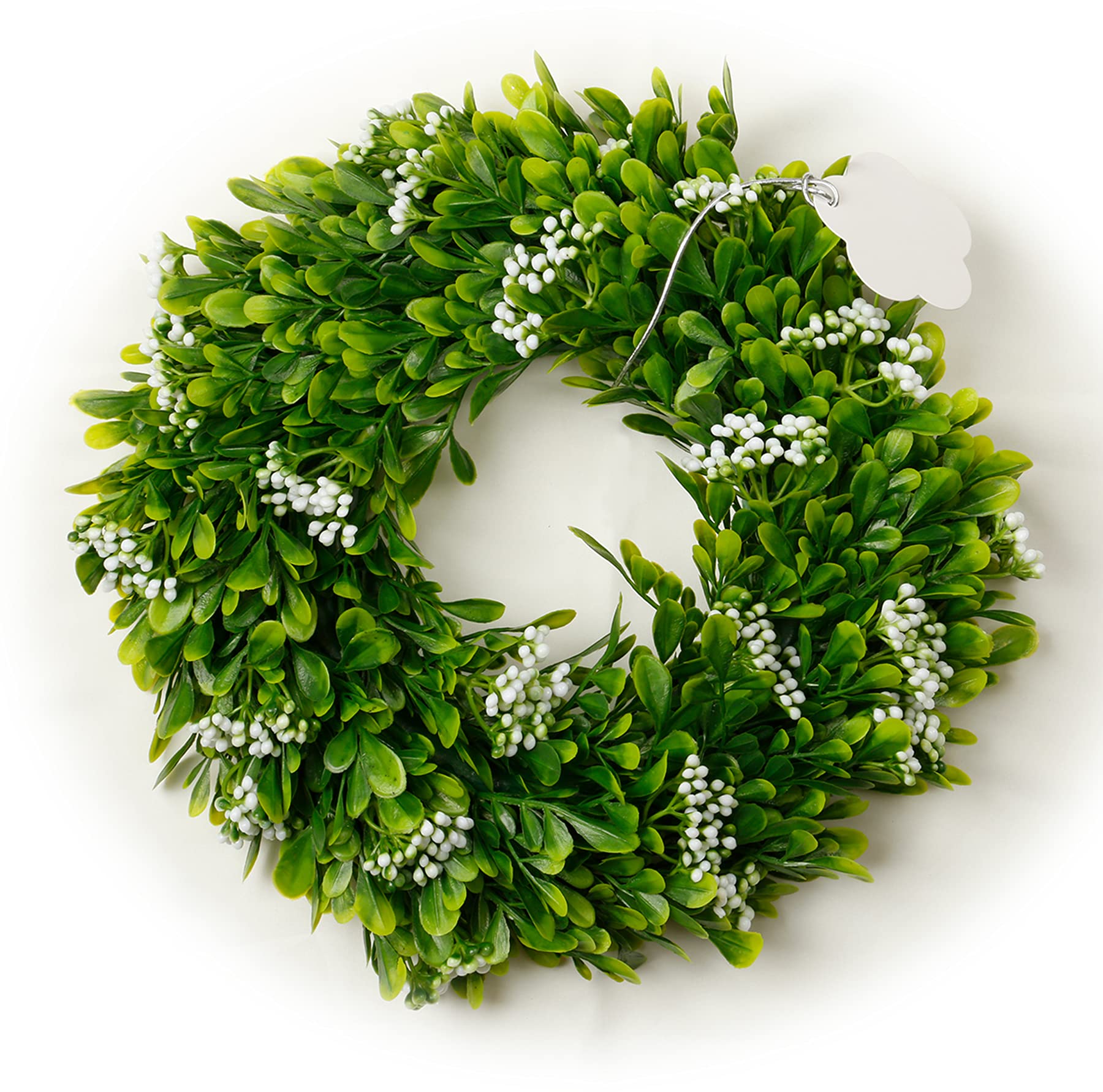 AVANAVA 30cm Faux Boxwood Wreath Artificial Green Leaves Wreath for Front Door Wall Hanging Window Wedding Party Decoration