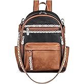 FADEON Small Backpack Purse for Women Designer PU Leather Roomly Mini Backpacks Multi Pocket Fashion Shoulder Backpack