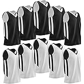 10-Pack Men's Reversible Custom Basketball Jerseys, Plain Mesh Athletic Sleeveless Shirts Blank Team Uniforms Set