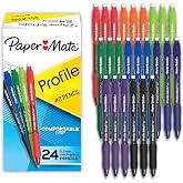Paper Mate Profile Mechanical Pencils, 0.7 mm, HB #2 Lead, 8 Assorted Barrel Colors, 24 Count - Comfortable Grip, Erases Easily