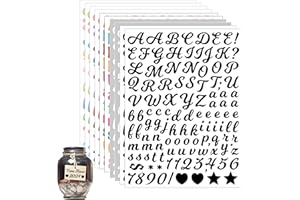 10 Sheet Cursive 1/2 Inch Letter Stickers, 1180Pcs 0.5" Alphabet Stickers, Vinyl Small Letter Number Symbols Stickers for Art