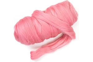Kondoos Colored Natural wool roving, 1 lb. Best wool for needle felting, wet felting, handcrafts and spinning. (Wild watermelon, 1 lb)