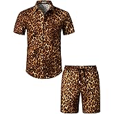 JEMITOP Men's 2 Piece Casual Cotton Stretchy Outfit Short Sleeve Button up Shirt and Shorts Set