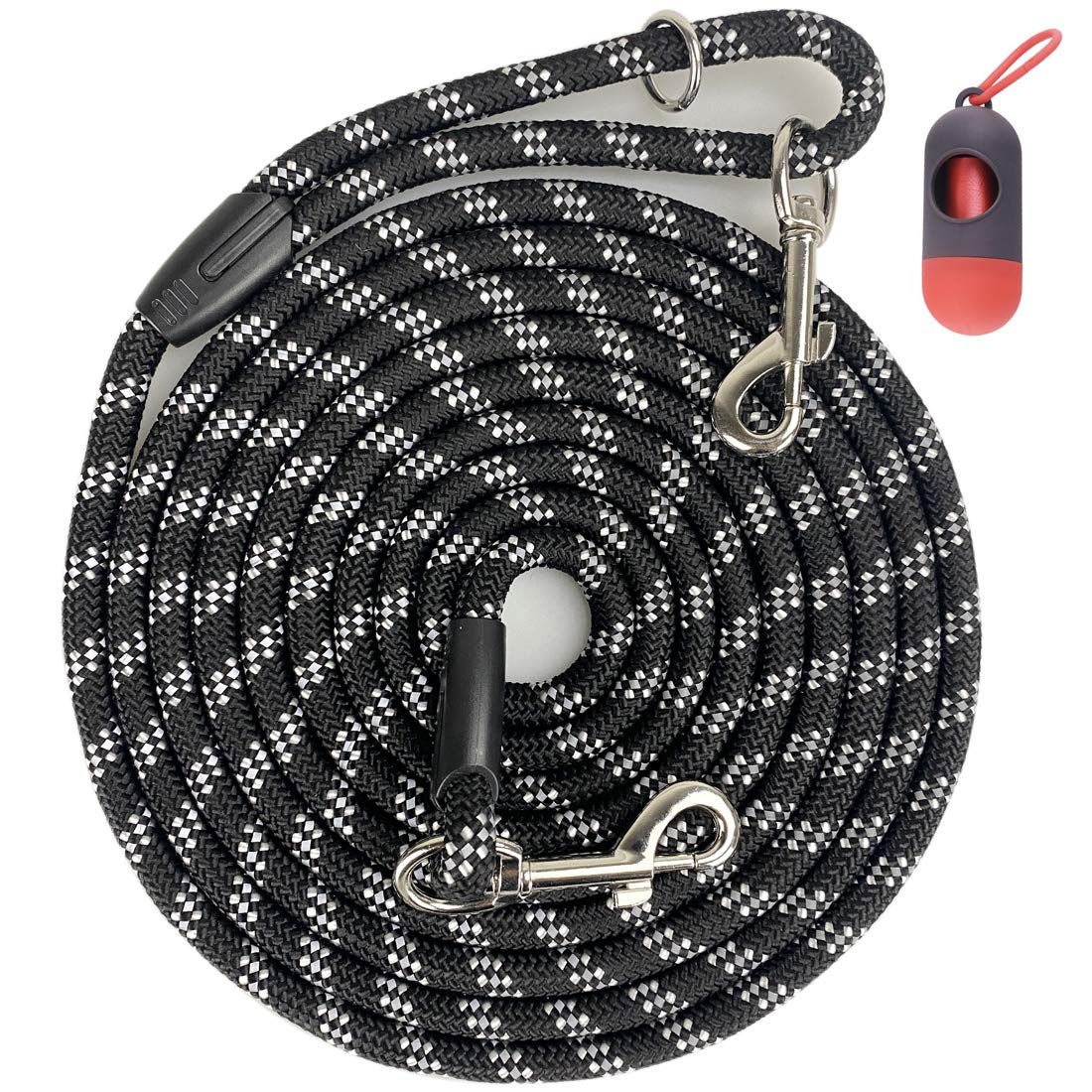 Codepets Long Rope Dog Leash for Dog Training 12FT 20FT 30FT 50FT, Reflective Threads Dog Leashes Tie-Out Check Cord Recall Training Agility Lead for Large Medium Small Dogs (10mm12ft, Black) — image 1