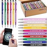 Yexiya 100 Pcs Inspirational Motivational Ballpoint Pens Bulk Employee Appreciation Gift with Touch Screens Stylus Tip Black Ink Pen for Teacher Office Coworker Charity Donation(Inspirational Style)