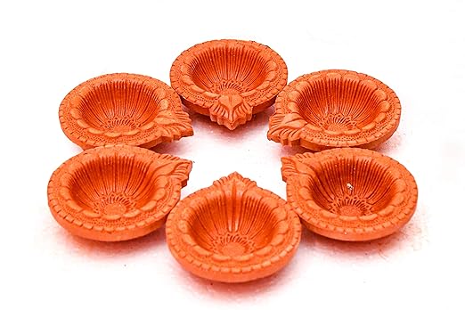 Mahakal Handmade Clay Diya Round (Set of 06 Pcs) for Diwali Decoration