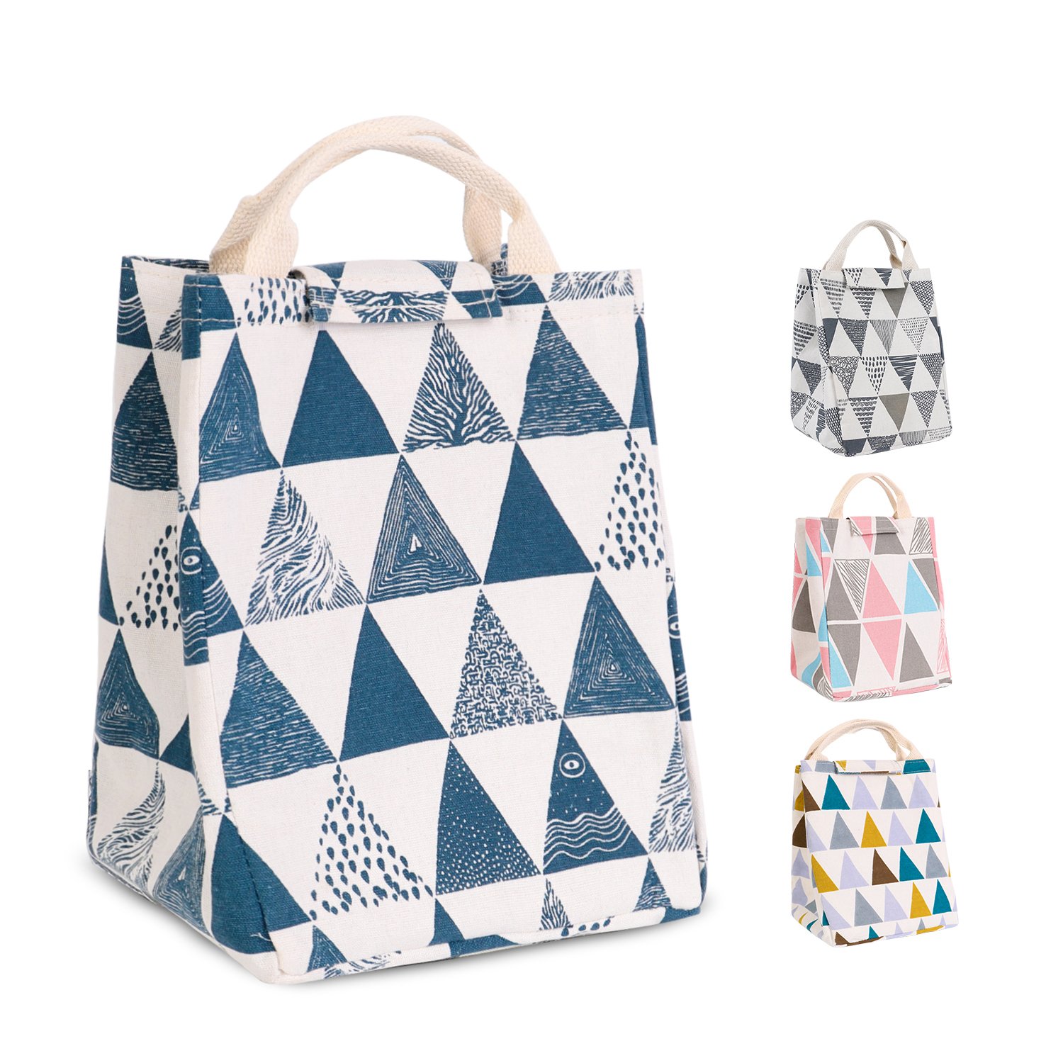 HOMESPON Reusable Lunch Bags Printed Canvas Fabric with Insulated