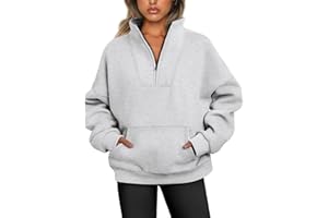 Jhsnjnr Women's Half Zip Pullover Workout Tops Long Sleeve Fleece Lined Sweaters Oversized Sweatshirt
