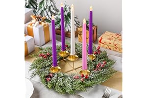 XunYee Advent Candle Holder Wreath Set of 5 with 5 Flameless Candles Christmas Advent Berry Champagne Flower Wreath Rings for Table Centerpiece Fireplace Festival Home Church Decor(Classic)