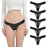 GAREDOB Lace Thongs for Women Sexy Thong Panties Mid Waist Underwear 5 Pack-10Pack-Size XS-4XL