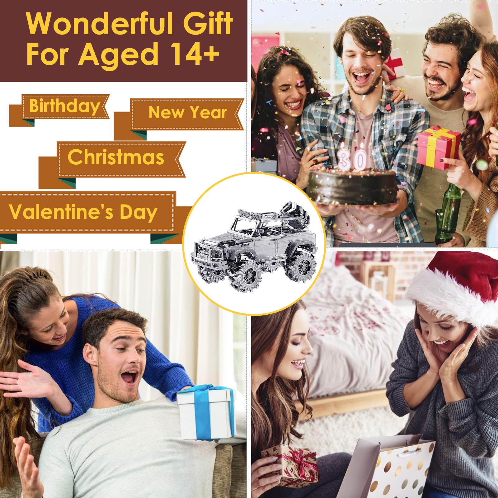 Piececool 3D Metal Puzzle for Adult SUV Car Model Kits, Vehicle Car Models Building Kit, Brain Teaser 3D Puzzle DIY Craft Kits, Birthday, 157 Pcs