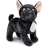 ZHONGXIN MADE Black Bulldog Plush Toy - Realistic 13" Standing Black Bulldog Dog Stuffed Animal, Cute Dog Puppy Plushie Toy, Unique Plush Gift Collection for Kids