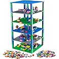 Strictly Briks Compatible with Lego Classic Stackable Baseplates, Building Bricks for Towers, 6 10”x10” Base Plates in Blue, Gray, and Green, 504 Bricks in 12 Colors & 30 Stackers