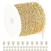 UMAOKANG 10 Meters Stainless Steel Chains for Jewelry Making Dainty Gold Plated Embossed Cable Chains Necklace for Women Jewelry Supplies