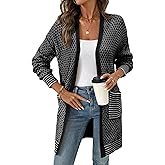Sidefeel Womens 2025 Fall Outfits Long Sleeve Open Front Cardigan Sweaters Trendy Chunky Hexagon Knit Sweaters Coat