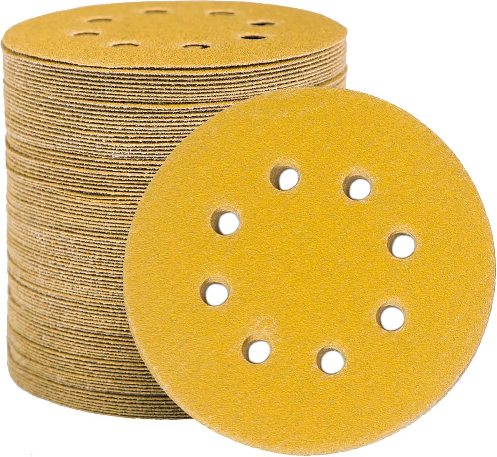 STE BRUAM 100pcs 125mm Sanding Discs 400 Grit 8 Hole Hook Loop 5 Inch