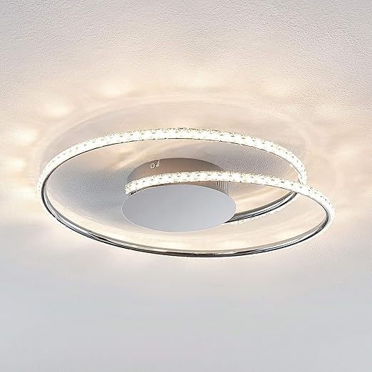 lindby joline lampara de techo led moderna metal cromado para salon y comedor a incluye bombilla