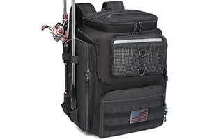 HAMBOLY Fishing Backpack with Rod Holders, 40L Tackle Box Backpack for Fishing Gear, Waterproof Fishing Bag for Men